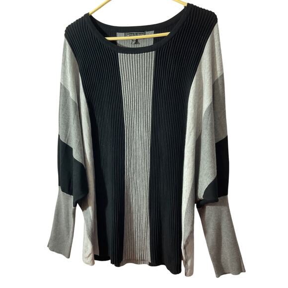Sienna & Sage Colorblock Batwing Sweater Top Gray Black 2X - Picture 3 of 7